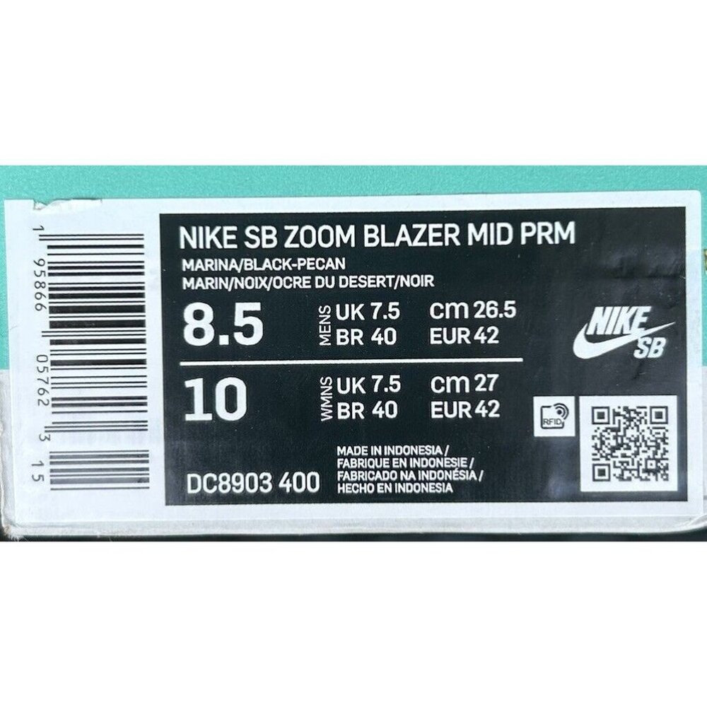 NIKE BLAZER MID PRM SB ACCLIMATE PACK MARINA - MENS 8.5 / WOMENS 10 - Picture 6 of 6